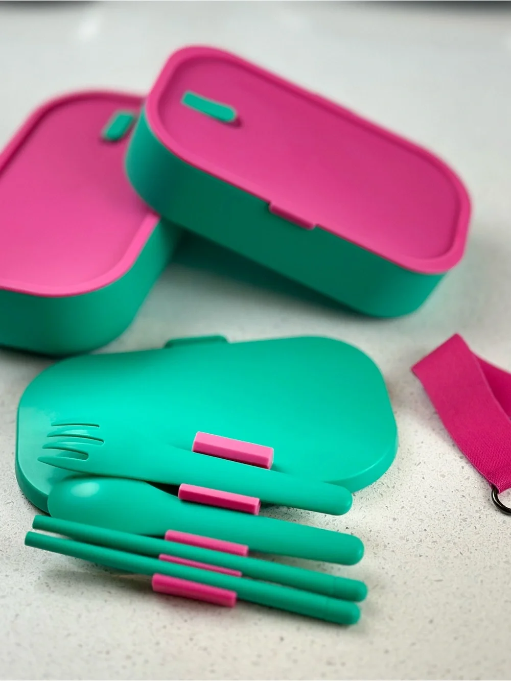 Bento lunch box pink green - back to school food container
